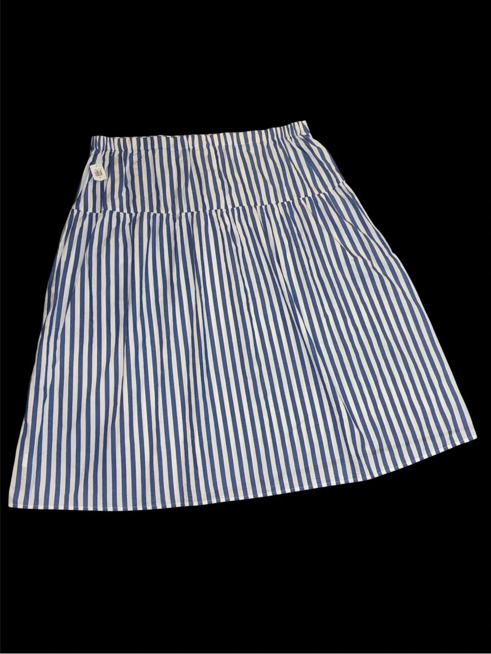 NWT Old Navy Dropped-Waist Midi Skirt XXL blue white vertical stripes plus size